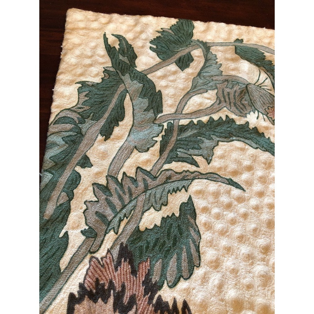 Embroidered Wall Hanging Art Modern Floral Boho Decor Andraab Textiles Lg Wool - Picture 6 of 15